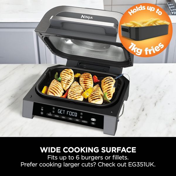 Ninja Dg551Uk 6-In-1 Max Indoor Grill & Air Fryer - Grey & Silver