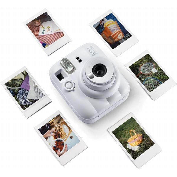 Fujifilm Instax Mini 13 Clay White Instant Camera + 30-Pack Film Bundle (Twin Pack & Black Edge)
