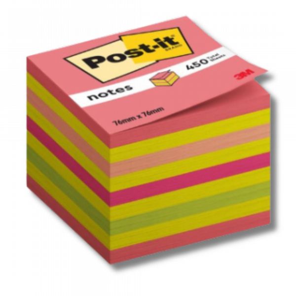 Post-it 76x76mm Neon Note Cube
