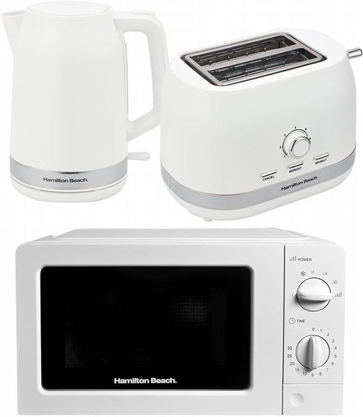 Hamilton Beach Ella Kitchen Bundle White - Kettle,  2 Slice Toaster and Microwave