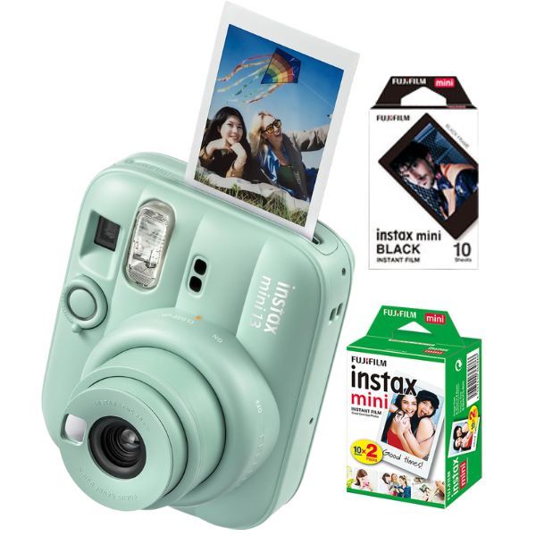  Fujifilm Instax Mini 13 Lagoon Green Instant Camera + 30-Pack Film Bundle (Twin Pack & Black...